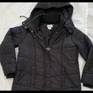 Maternity Winter Coat Oh Baby Motherhood Black Hooded Puffer Jacket Womens Med